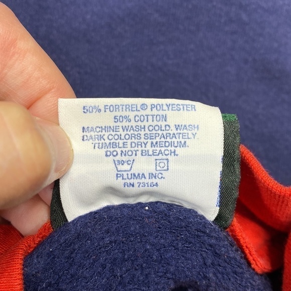 Vintage Santee Christmas Navy Blue Holiday Turtleneck Sweatshirt Size Large 90s - Picture 7 of 7